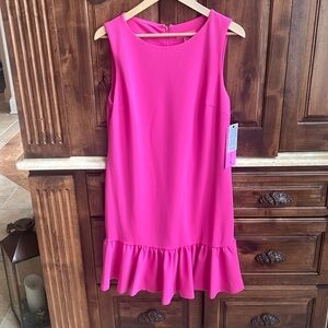 Betsy Johnson Fuchia,  ruffle hem shift dress.  Size 8